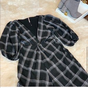 Free people black and white plaid dress